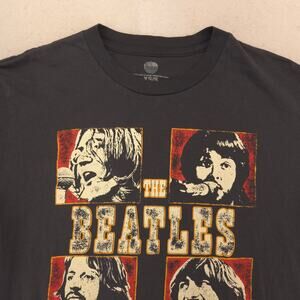 Beatles Band Short Sleeve Graphic Casual T Shirt Mens Size Small S Gray